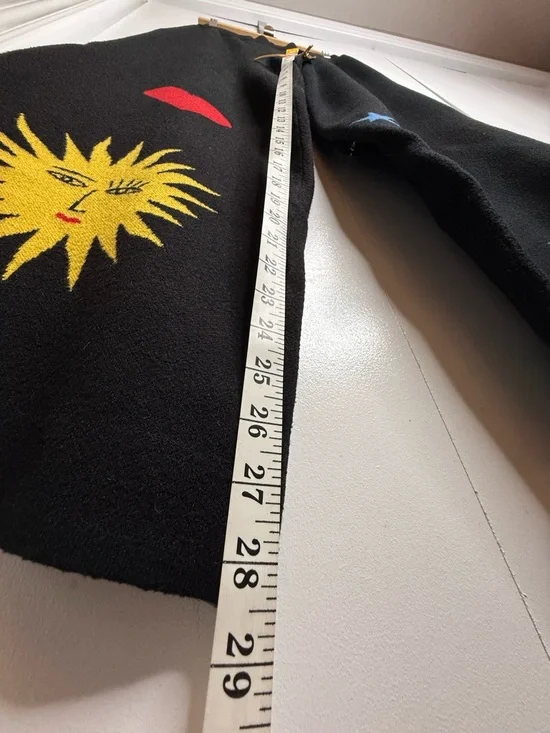 Dress in Lala Celestial Knit Pants Sun Hearts Colorful Black Wide Leg Small - Picture 5 of 10